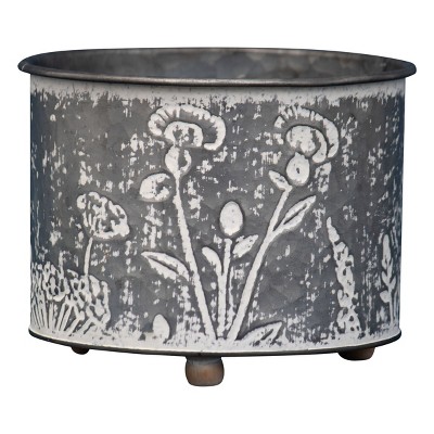 Rustic Wildflower Pattern Galvanized Metal Planter - Foreside Home & Garden