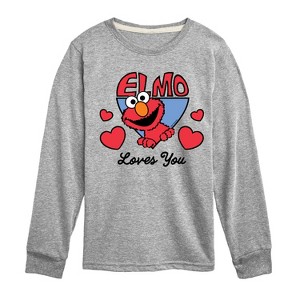 Boys' - Sesame Street - Elmo Loves You -Toddler and Youth Long Sleeve T-Shirt Long Sleeve Graphic T-Shirt - 1 of 3