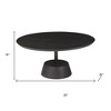 HomeRoots 32" Dark Brown and Black Solid Wood and Iron Round Pedestal Coffee Table - 3 of 4