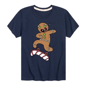 Boys' - Instant Message - Gingerbread Skater Christmas Short Sleeve Graphic T-Shirt - 1 of 4