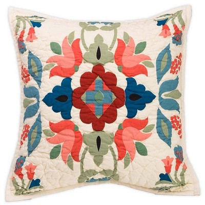 Ansley Folk Art Throw Pillow in Cream