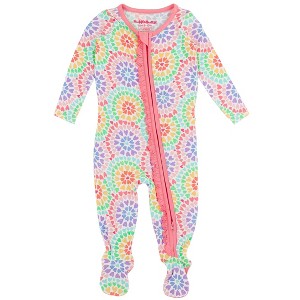 RuffleButts SoftSnooze Baby Girls Ruffle One Piece Footie Pajama - 1 of 4