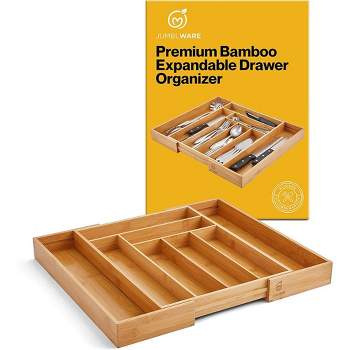 Kitchen Bamboo Silverware Organizer- 5 Compartments - Bamboo