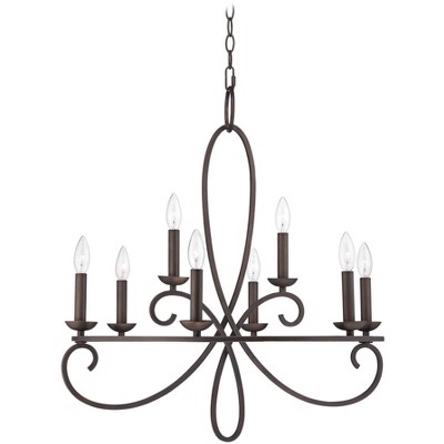 Franklin Iron Works Dark Bronze Chandelier 26 1/2" Wide Open Scroll Frame 8-Light Fixture Dining Room House Foyer Kitchen Entryway