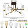 POWLIG 6-Light Black Gold Mid Century Modern Nordic Sputnik Chandelier Flush Mount - 3 of 4