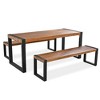 YOOCOZZ 3-Piece Outdoor Dining Set with Acacia Table and 2 Benches - Natural - 2 of 4