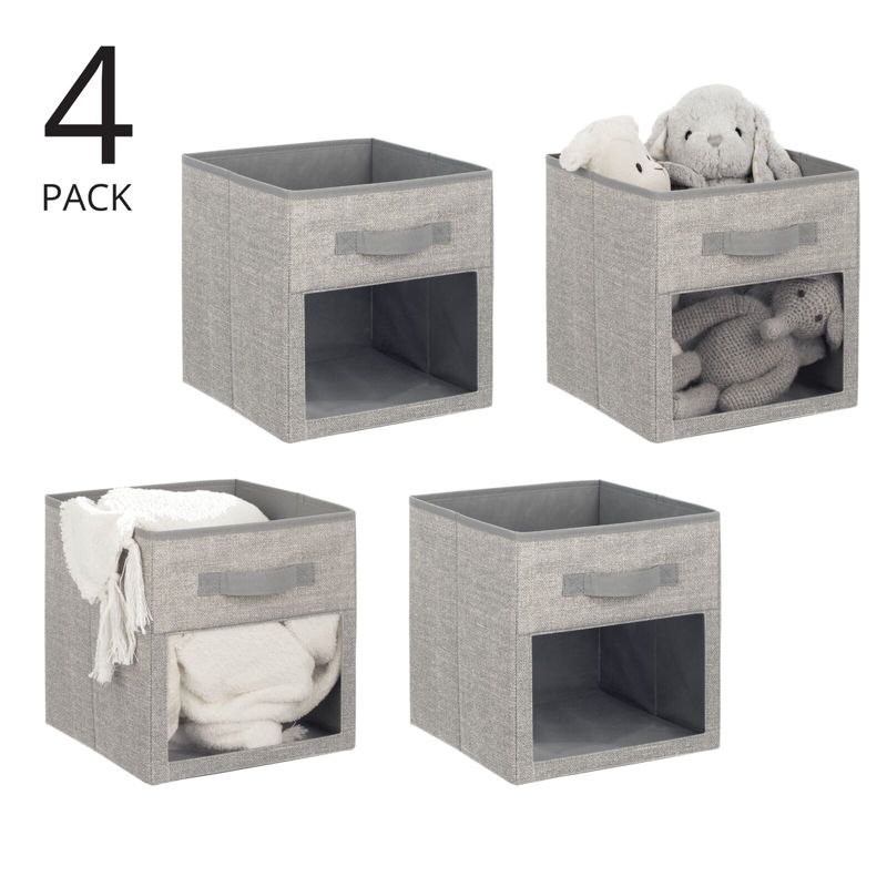mDesign Fabric Baby Nursery Storage Cube with Front Window, 2 of 9