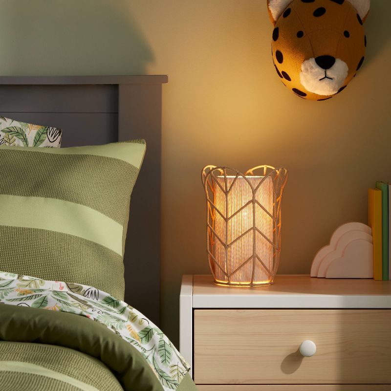 Rattan Tulip Cylinder Bedside Kids' Lamp - Pillowfort™, 3 of 9