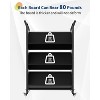 Book Cart, V-Shaped Metal Rolling Cart With 4 Lockable Wheels & Side Hooks, 3-Tier Storage Bookshelf - 3 of 4