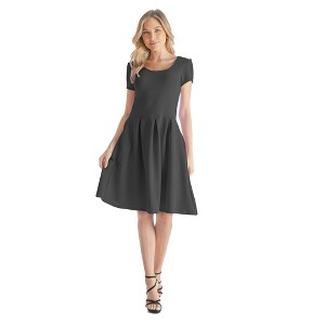 24seven Comfort Apparel Womens Scoop Neck Knee Length Pleated Pocket Dress - 1 of 4