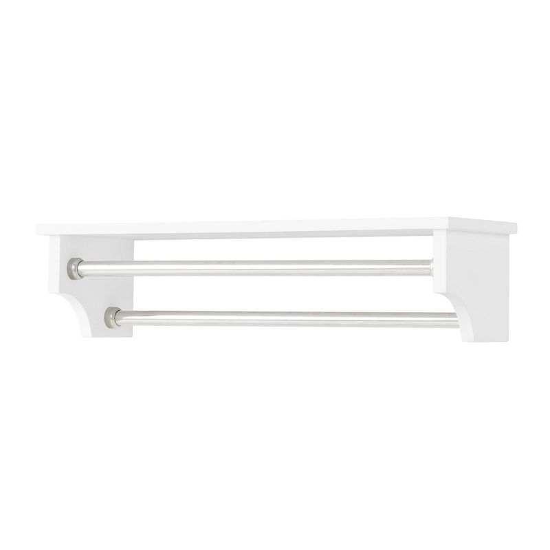 Dover Bathroom Shelf with Two Towel Rods White - Alaterre Furniture, 4 of 8