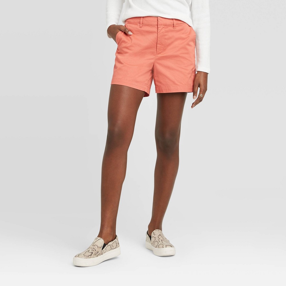 Women's Casual Fit High-Rise 5 Chino Shorts - A New Day Coral 16, Pink was $17.99 now $12.59 (30.0% off)