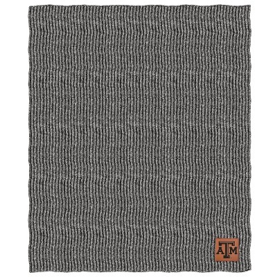 NCAA Texas A&M Aggies Two- Tone Sweater Knit Throw Blanket with Faux Leather Logo Patch