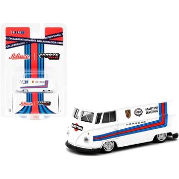 Volkswagen T1 Van Low Ride Height White w/Stripes "Martini Racing" Collab. Model 1/64 Diecast Model Car by Schuco & Tarmac Works