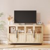 Acekool 55" Farmhouse Storage Cabinet – 4 Glass Door Sideboard with Shelves, Slim Kitchen & Dining Organizer in Crisp White - 4 of 4