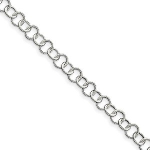 Black Bow Jewelry Sterling Silver 8mm, Fancy Circle Link Anklet - 1 of 3
