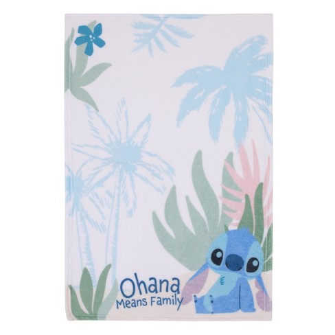 NoJo Disney Stitch Ohana Means Family Blue, Green, and White Super Soft Photo Op Baby Blanket - image 1 of 3