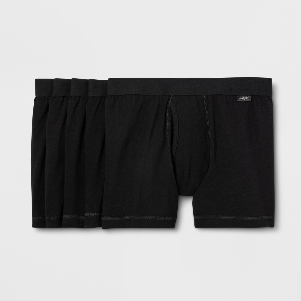 Men's Boxer Briefs 5pk - Goodfellow & Co™ Black S: Cotton Spandex Blend, Mid Rise, Jersey Fabric