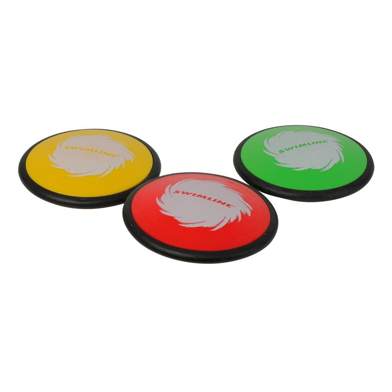 Swimline 4" Floating Disc Skipper Swimming Pool Toys 3pc - Green/Yellow, 2 of 3