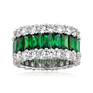 Ross-Simons 6.75 ct. t.w. Simulated Emerald and 4.40 ct. t.w. CZ Eternity Band in Sterling Silver - 1 of 3