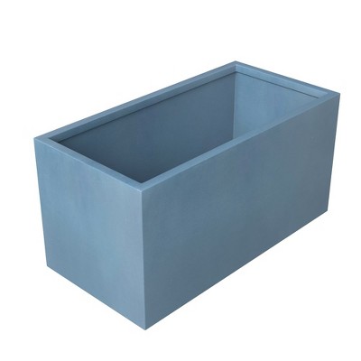 Blue Fiberstone Rectangular Planter with Drainage Holes