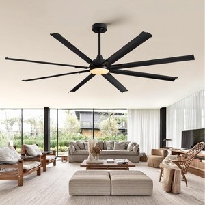Siljoy 84 Inch Large Ceiling Fan with 8 Aluminum Blades, 6-Speed, 3-CCT, Turbo DC Motor, Remote Black Ceiling Fan for Living Room - 1 of 4