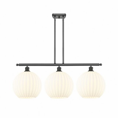 White Venetian - 3 Light Stem Hung Island In Modern Style-14 Inches Tall and 38.5 Inches Wide
