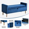 48'' Storage Ottoman Bench, Bench with Storage, Upholstered Storage Bench, Soft Closing Lid, Wood Frame Flip Top Foot Rest Long Stool For Bedroom Blue - 4 of 4