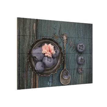 Trademark Fine Art -Christine Sainte-Laudy 'Pretty Blueberry' Wood Slat Art