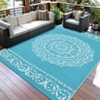 Outdoor Retro Reversible Woven Plastic Straw Rug Vintage Portable Large Area Rugs for Camping Garden Backyard Decor Waterproof Low Pile Picnic Mat - 4 of 4