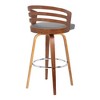 FurniFact,Swivel Counter Bar Stool with Grey Faux Leather and Walnut Veneer Back - 2 of 4