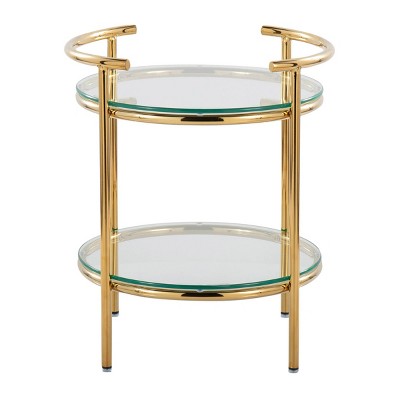 Rhonda Gold Metal and Clear Glass Round Side Table
