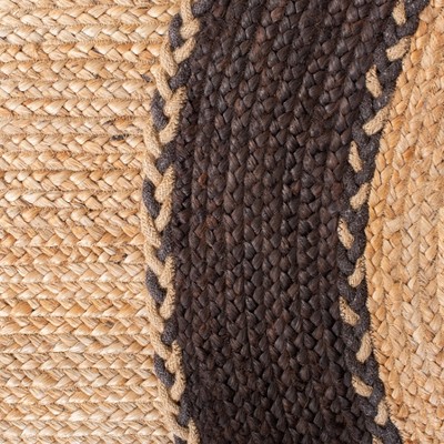 Natural Brown Oval Handwoven Cotton Area Rug 4' x 6'