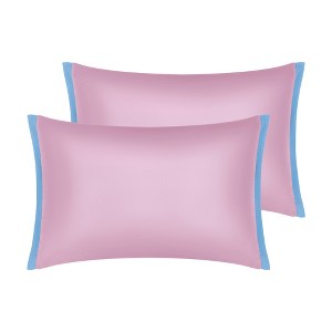 Unique Bargains Envelope Closure Cooling Soft Satin Polyester Pillowcases Queen 20"x30" 2 Pcs - 1 of 4