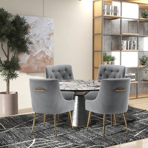 Modern Dining Chairs Set of 4, Upholstered Accent Chair Tufted Back Armless Chair with Back Pull - 1 of 4