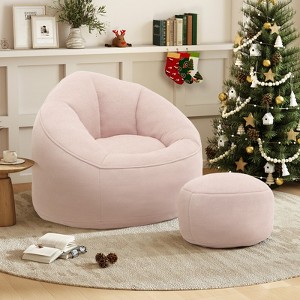 Aukfa Bean Bag Chair with Back Support & Footstool – Ultra-Soft Microfiber, Ergonomic Lounge Chair for Adults/Kids Or Living Room, Bedroom - 1 of 4