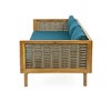 67.75" Patio Sofa, 3 Seater Outdoor Sofa with Rattan Arms, Acacia Wood Daybed with Water-Resistant Cushions -Christopher Knight Home - 4 of 4