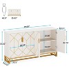 Gulches Modern 59" Sideboard Buffet Kitchen Storage Cabinet with Doors, White & Gold Accent, Metal Legs - 2 of 4