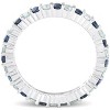 Pompeii3 1 cttw Blue Sapphire Diamond Wedding Eternity Ring 14k White Gold - 2 of 4