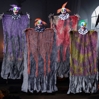 Joyfy 4Pcs 29” Halloween Hanging Clown Outdoor Decorations,Halloween Prop Décor for Lawn Yard Graveyard, Haunted House, Front Porch Party Supplies