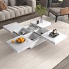 Vynxaria Series 39.4 in. White Square MDF End Table with Marble Veneer and Sliding Top - 3 of 4