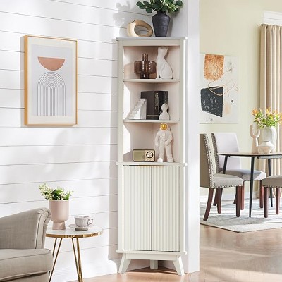 68" Tall Corner Cabinet, Modern Corner Storage Cabinet with Adjustable Shelves, Freestanding Organizer for Bathroom, Living Room