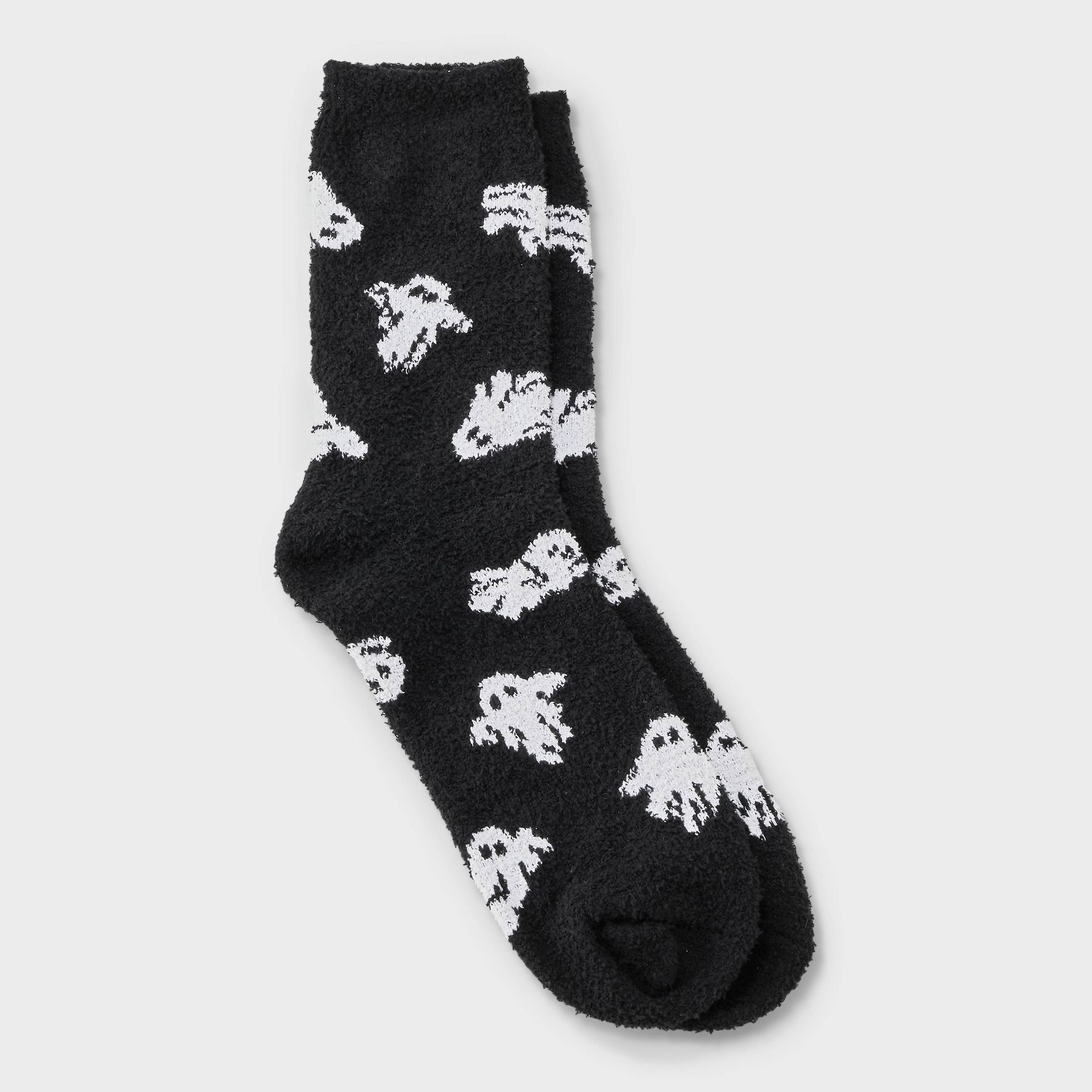 Women's Ghost Halloween Cozy Crew Socks - Hyde & EEK! Boutique Black 4-10