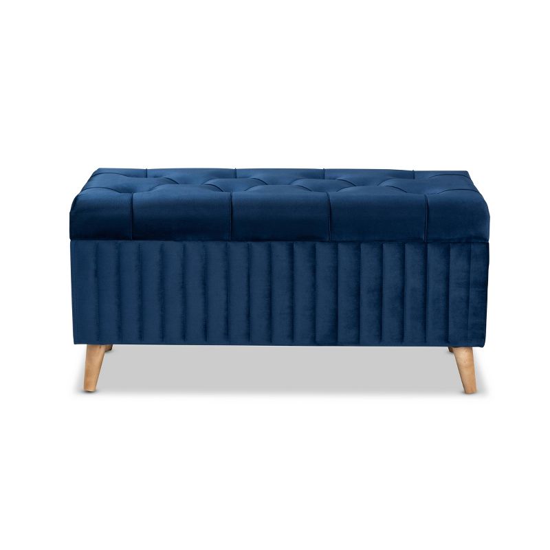 Hanley Velvet Fabric Upholstered and Wood Storage Ottoman - Baxton Studio, 4 of 11