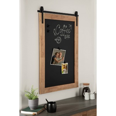 Rustic Brown and Black Magnetic Wood Framed Chalkboard