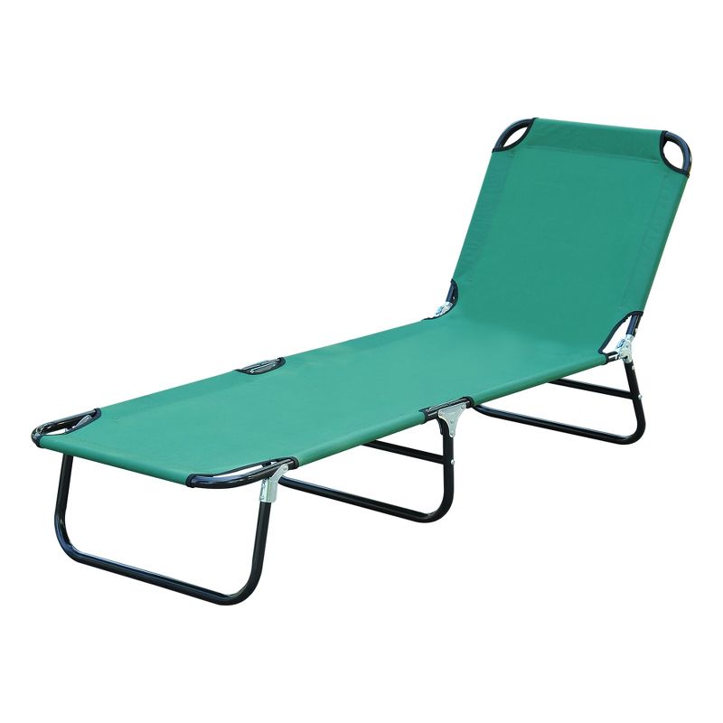 Outsunny Portable Outdoor Sun Lounger, Lightweight Folding Chaise Lounge Chair w/ 5-Position Adjustable Backrest for Beach, Poolside and Patio, 4 of 8