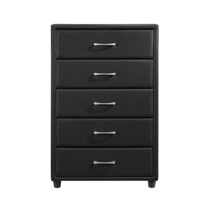 NicBex 2/5 Faux Leather Drawer Dresser,Modern Chest of Drawers with Silver Tone Bar Pulls for Bedroom,Living Room,Entryway,Black - 1 of 4