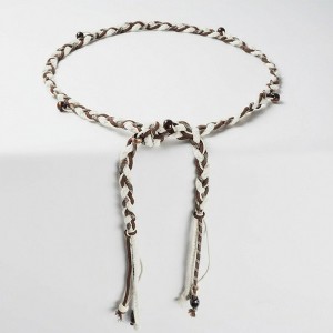 Anna-Kaci Women's Braided Rope Belt with Wooden Bead Details and Tassel Ends 63x0.8in - Brown - 1 of 4