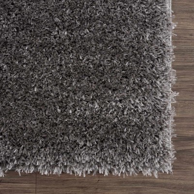 Faina Medium Gray Plush Shag Washable Rug 4' x 5'7"