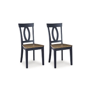 Signature Design by Ashley Landocken Casual Dining Chair with Contoured Seat, Set of 2, Blue & Brown - 1 of 4
